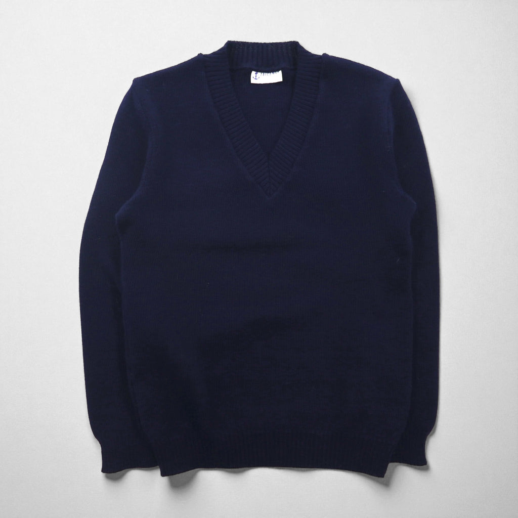 80s France Vintage TRICOMER V-Neck Knit 80年代 フランス製 Vネック ニット セーター M ネイビー 羊毛