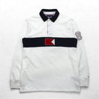 TOMMY HILFIGER SAILING Flag Logo Rugby Shirt L White Cotton Numbering