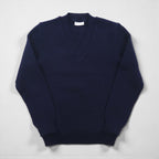 80s France Vintage TRICOMER V-Neck Knit 80年代 フランス製 Vネック ニット セーター M ネイビー 羊毛