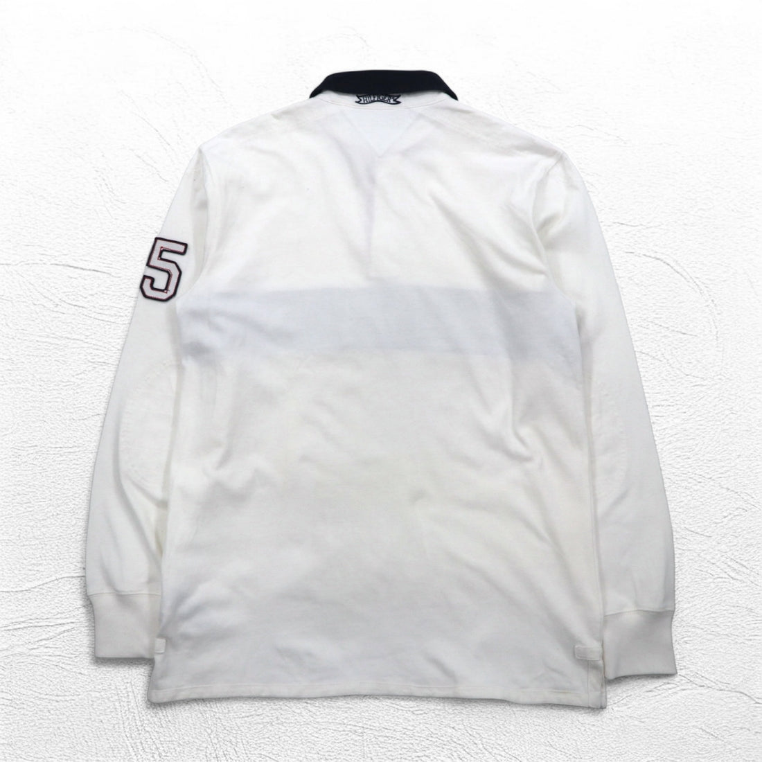 TOMMY HILFIGER SAILING Flag Logo Rugby Shirt L White Cotton Numbering