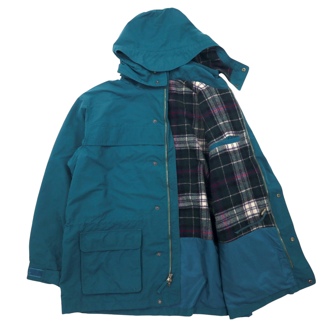 Eddie Bauer 90s Mountain Parka, XL, Green, Nylon, Blanket Liner, Detachable Hood, Drawcord