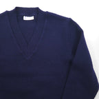 80s France Vintage TRICOMER V-Neck Knit 80年代 フランス製 Vネック ニット セーター M ネイビー 羊毛
