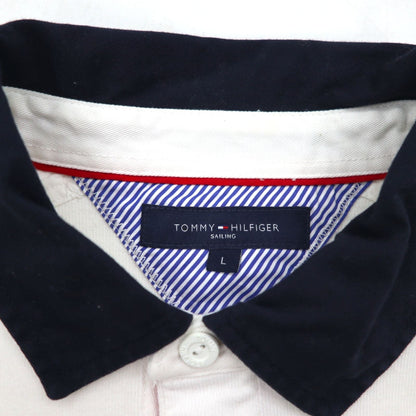TOMMY HILFIGER SAILING フラッグロゴ ラガーシャツ L ホワイト コットン ナンバリング
