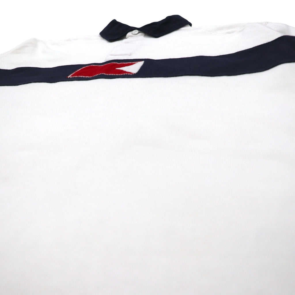 TOMMY HILFIGER SAILING Flag Logo Rugby Shirt L White Cotton Numbering