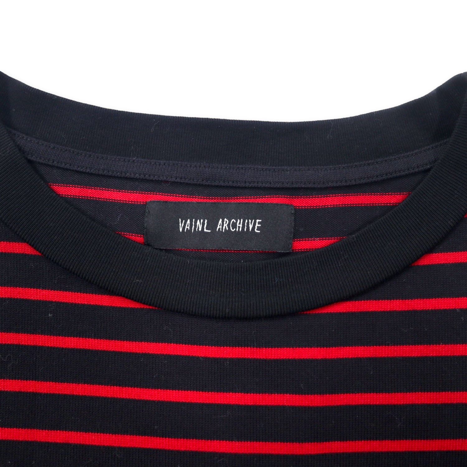 VAINL ARCHIVE Big Silhouette Striped T-Shirt L Black Red Cotton
