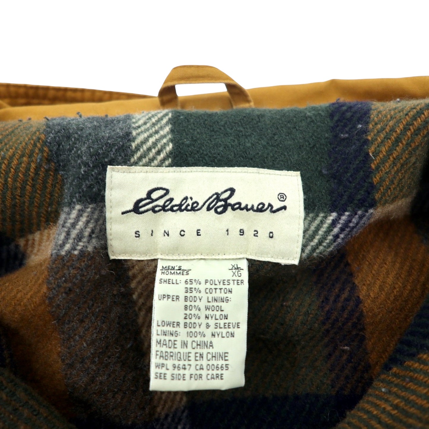 Eddie Bauer 80年代 マウンテンパーカー XL ベージュ ポリエステル コットン 65/35 クロス ブランケットライナー フード着脱式 ドローコード wool Lined Mountain Parka