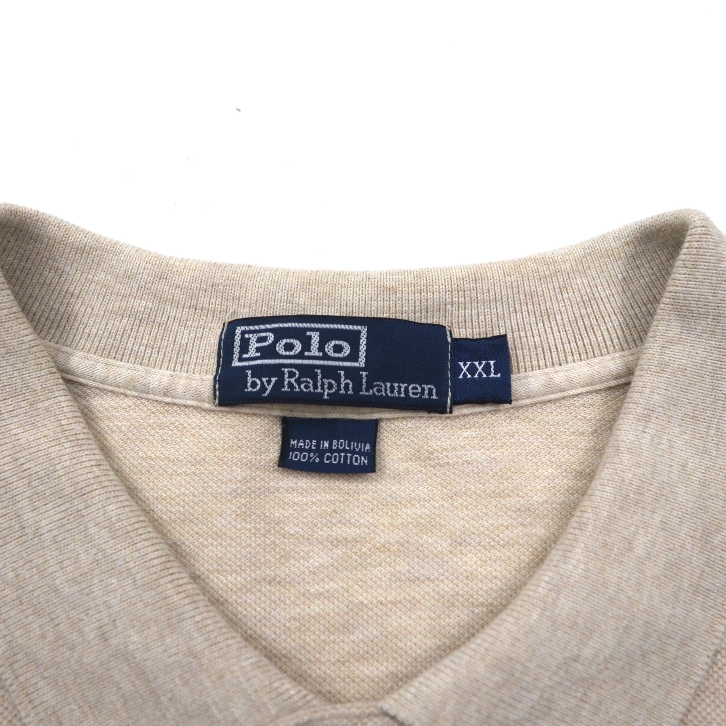 Polo Ralph Lauren 90年代 長袖ポロシャツ ラガーシャツ XL ベージュ 鹿の子 スモールポニー刺繡