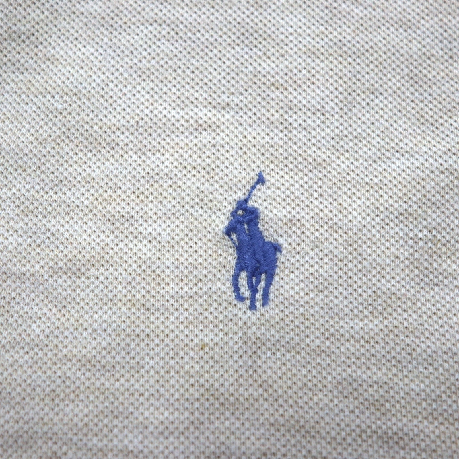 Polo Ralph Lauren 90s Long Sleeve Rugby Shirt, Beige, Pique, Small Pony Embroidery, Size XL
