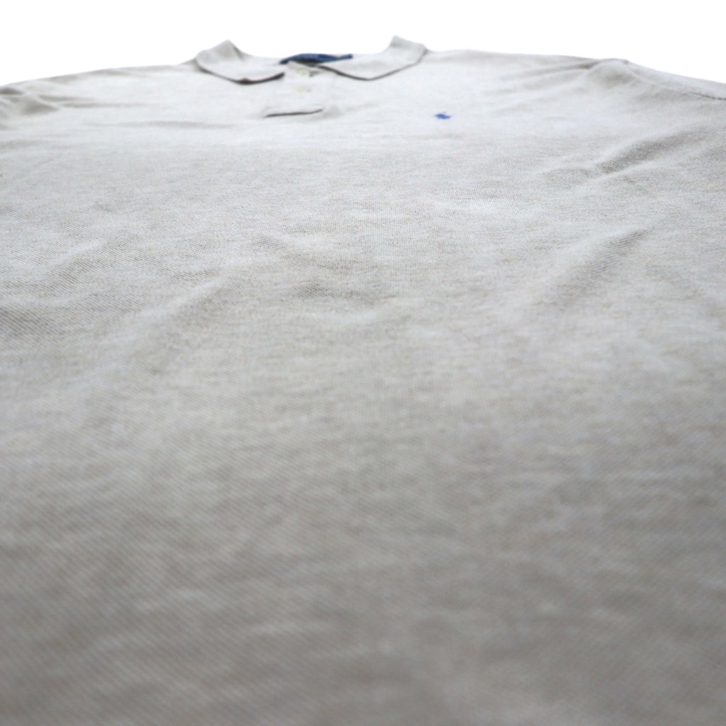 Polo Ralph Lauren 90s Long Sleeve Rugby Shirt, Beige, Pique, Small Pony Embroidery, Size XL