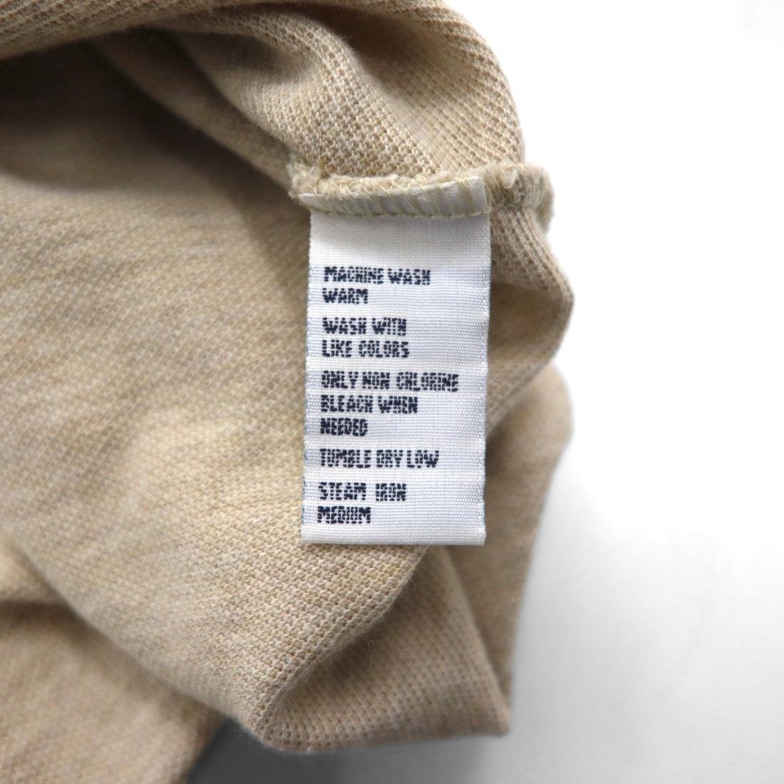 Polo Ralph Lauren 90s Long Sleeve Rugby Shirt, Beige, Pique, Small Pony Embroidery, Size XL
