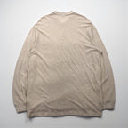 Polo Ralph Lauren 90s Long Sleeve Rugby Shirt, Beige, Pique, Small Pony Embroidery, Size XL