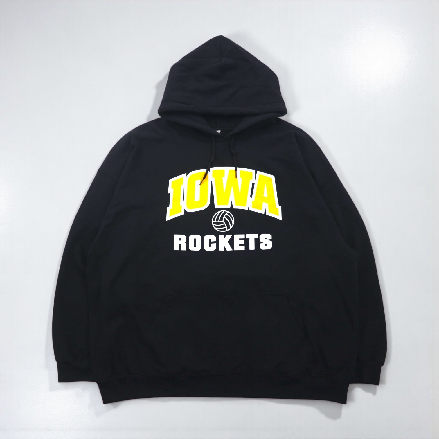 GILDAN Heavy Blend Oversized College Print Pullover Hoodie, Size 2XL, Black, IOWA ROCKETS
