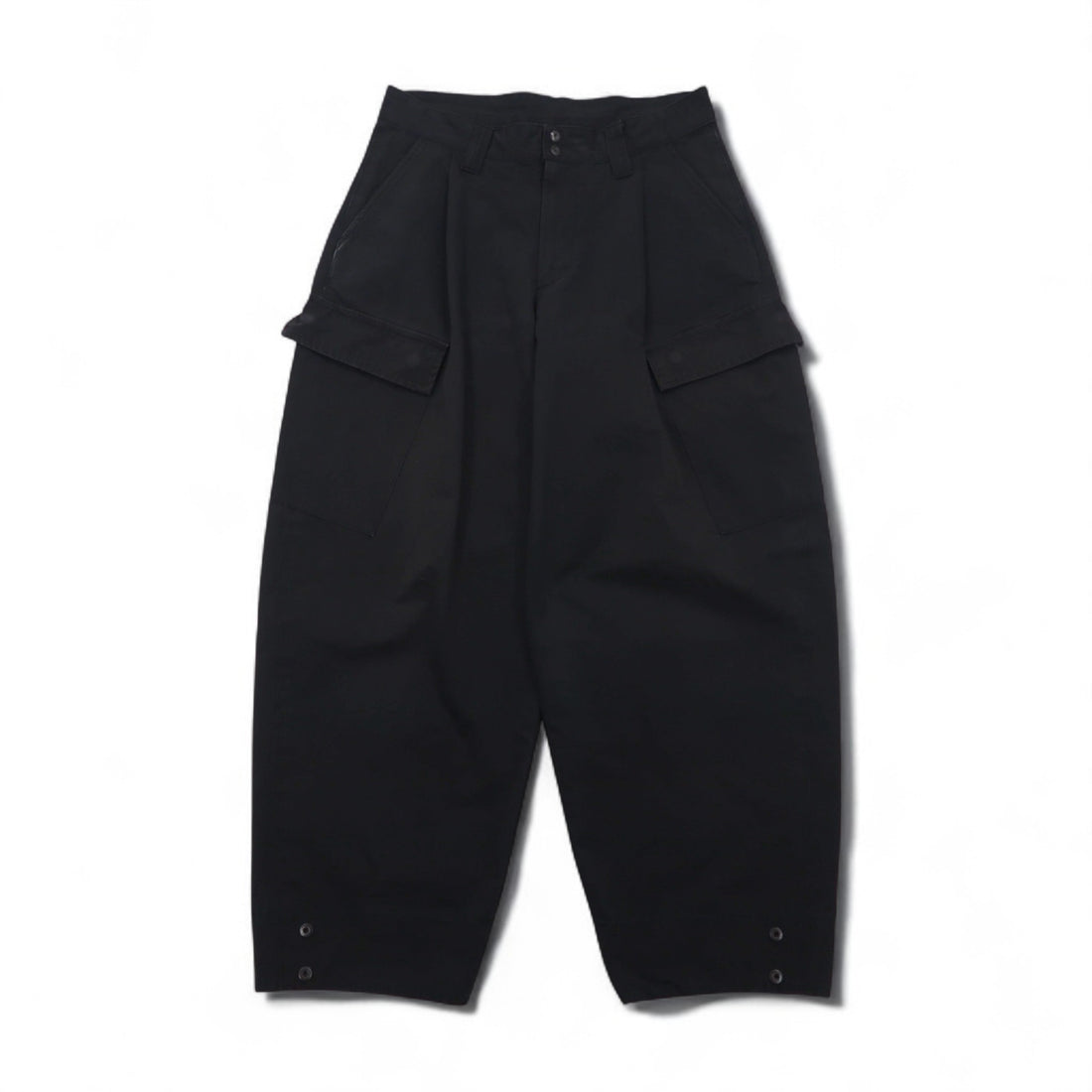 WhoWhat Wide Cargo Pants, Size S, Black, Cotton and Polyester, Water-Repellent, WH-2102-P1, Made in Japan