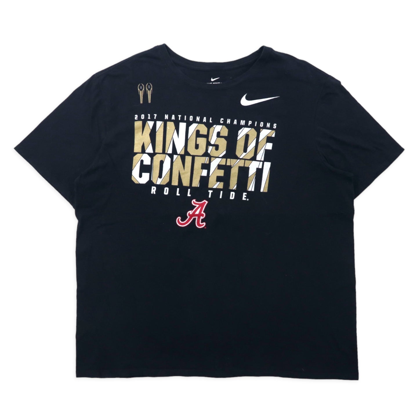 NIKE フットボール プリントTシャツ XXL ブラック コットン NATIONAL CHAMPIONS KINGS OF CONFETI ビッグサイズ