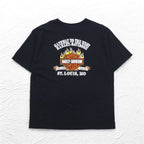 HARLEY DAVIDSON 00年代 USA製 ファイヤーパターン スカルプリント Tシャツ 2XL ブラック コットン ST LOUIS MO