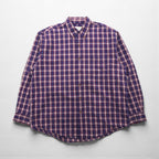 Eddie Bauer 90s Button-Down Flannel Shirt, Size L, Navy Cotton Check