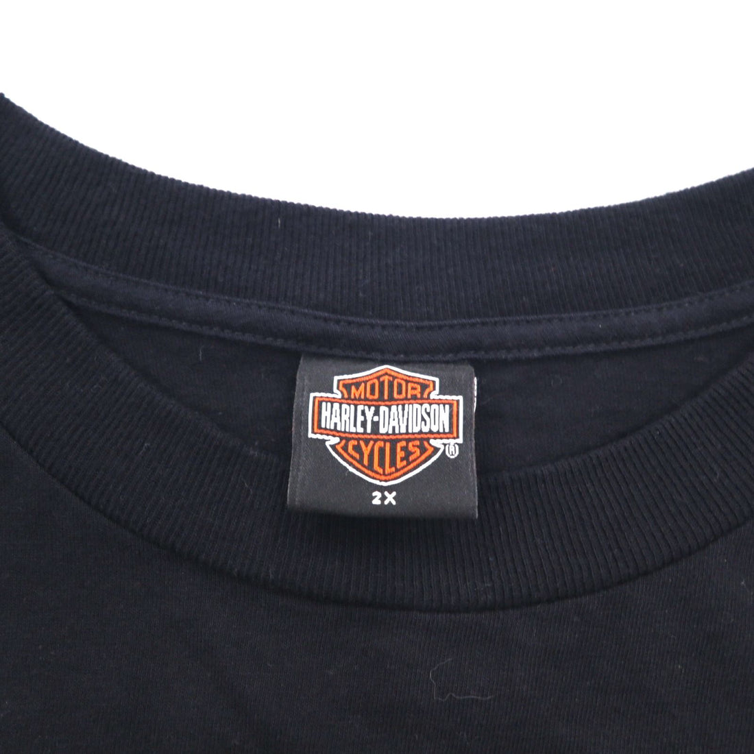 HARLEY DAVIDSON 00年代 USA製 ファイヤーパターン スカルプリント Tシャツ 2XL ブラック コットン ST LOUIS MO