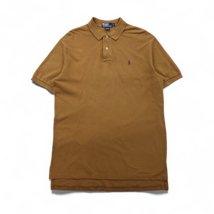 Polo by Ralph Lauren 90s Polo Shirt, Size L, Camel Cotton, Pique, Small Pony Embroidery