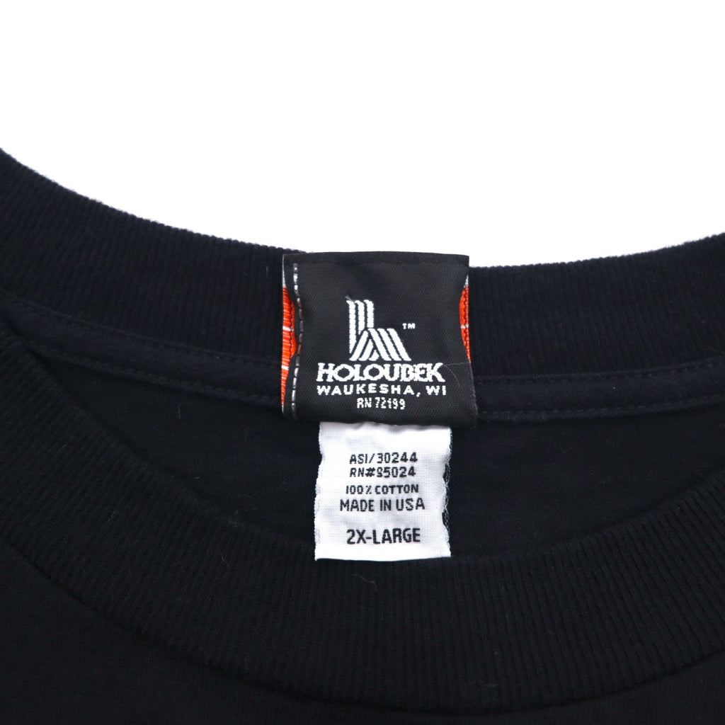 HARLEY DAVIDSON 00年代 USA製 ファイヤーパターン スカルプリント Tシャツ 2XL ブラック コットン ST LOUIS MO