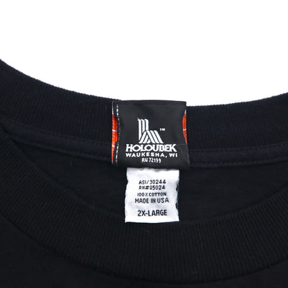 HARLEY DAVIDSON 00s Made in USA Fire Pattern Skull Print T-Shirt 2XL Black Cotton ST LOUIS MO