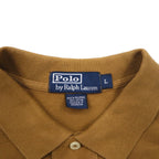 Polo by Ralph Lauren 90s Polo Shirt, Size L, Camel Cotton, Pique, Small Pony Embroidery