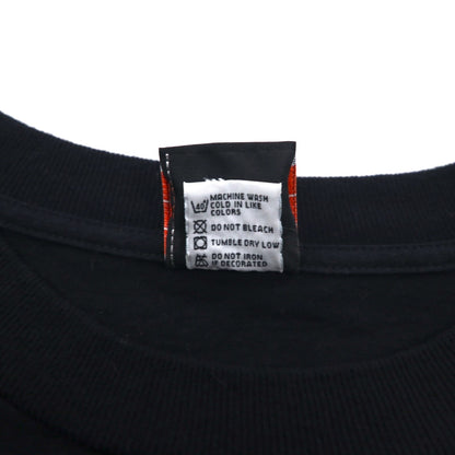 HARLEY DAVIDSON 00s Made in USA Fire Pattern Skull Print T-Shirt 2XL Black Cotton ST LOUIS MO