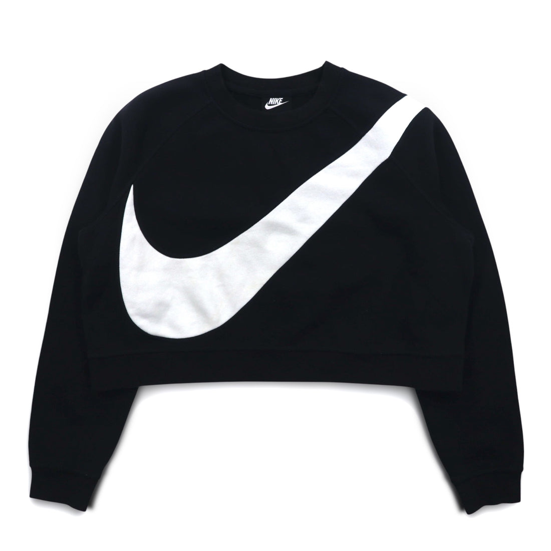 NIKE Cropped Sweatshirt M Black Fleece SWOOSH BB CREW FLEECE BV3934-011
