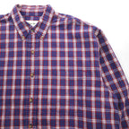 Eddie Bauer 90s Button-Down Flannel Shirt, Size L, Navy Cotton Check