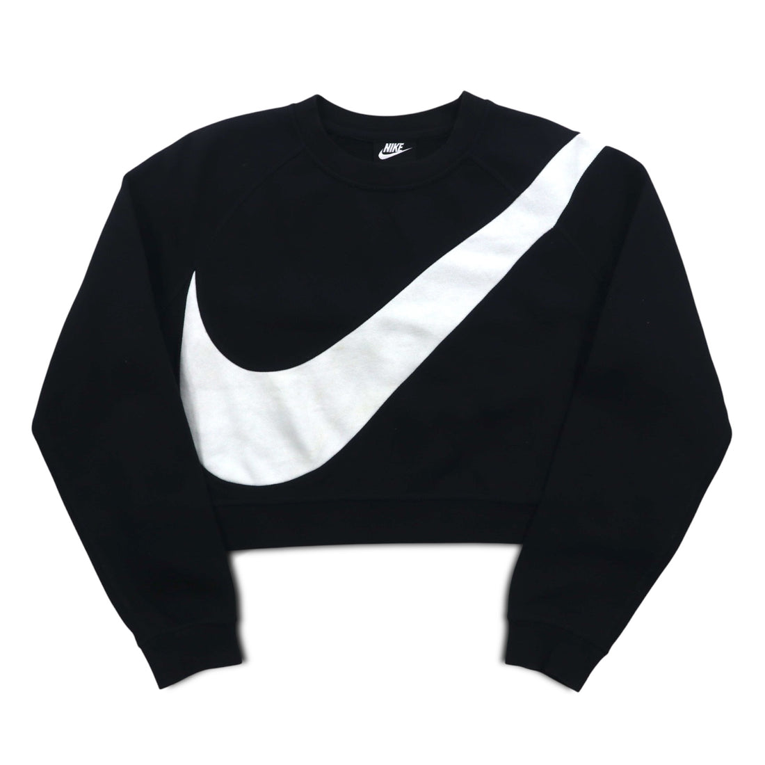 NIKE Cropped Sweatshirt M Black Fleece SWOOSH BB CREW FLEECE BV3934-011