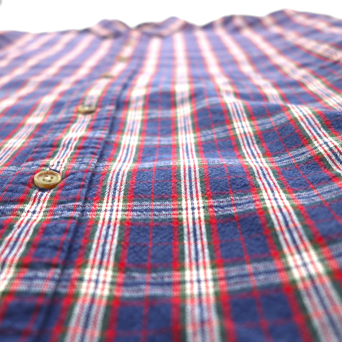 Eddie Bauer 90s Button-Down Flannel Shirt, Size L, Navy Cotton Check