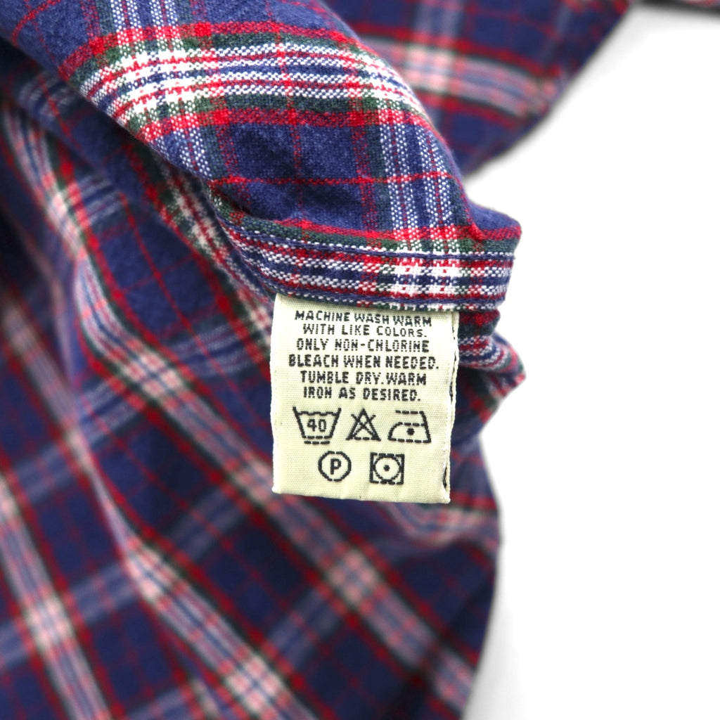 Eddie Bauer 90s Button-Down Flannel Shirt, Size L, Navy Cotton Check