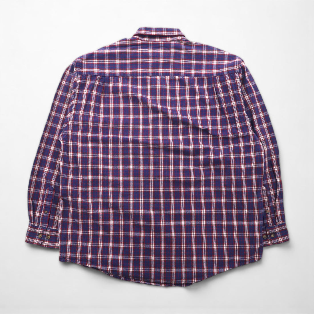 Eddie Bauer 90s Button-Down Flannel Shirt, Size L, Navy Cotton Check
