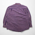 Eddie Bauer 90s Button-Down Flannel Shirt, Size L, Navy Cotton Check