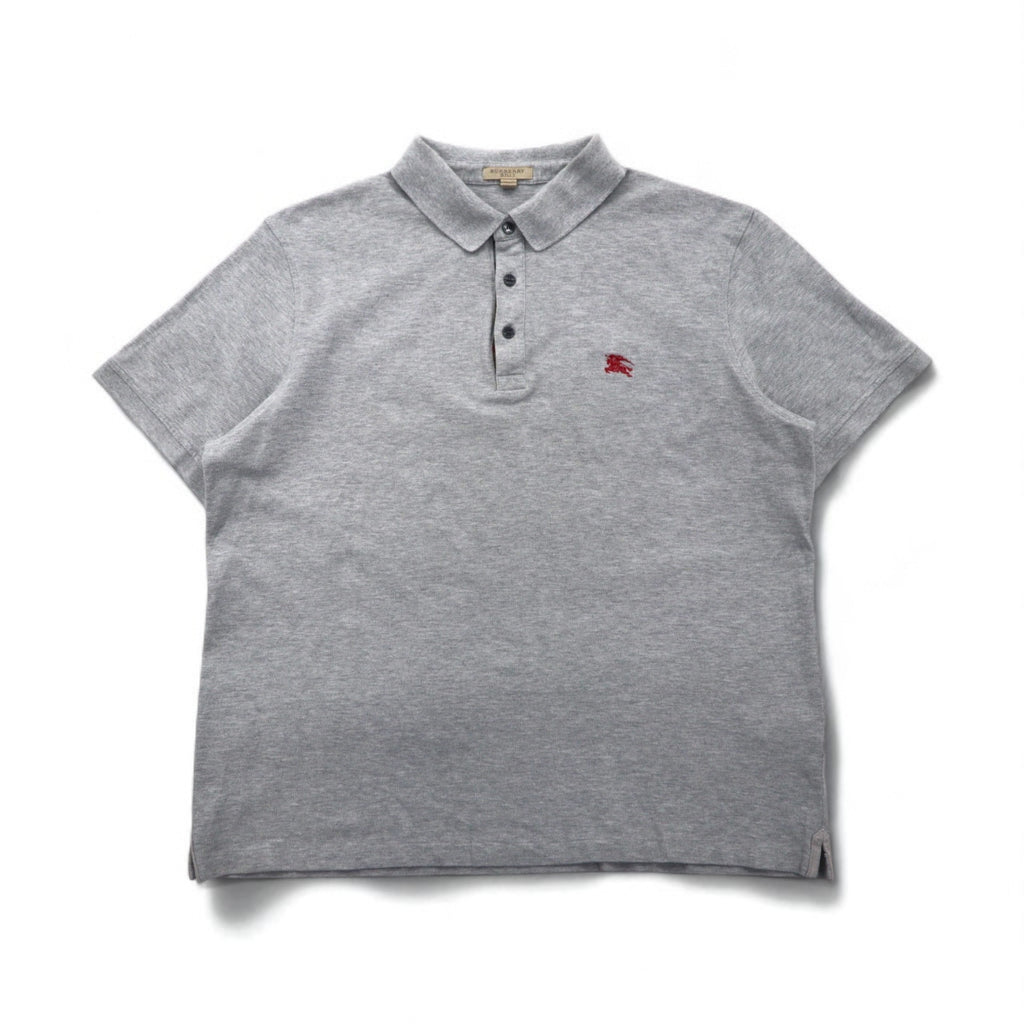 BURBERRY BRIT Current Tag Polo Shirt, Size 2XL, Gray Cotton, Pique, Single Logo Embroidery