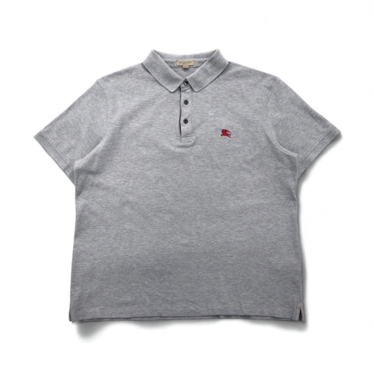 BURBERRY BRIT 現行タグ ポロシャツ 2XL グレー コットン 鹿の子 ワンポイントロゴ刺繍