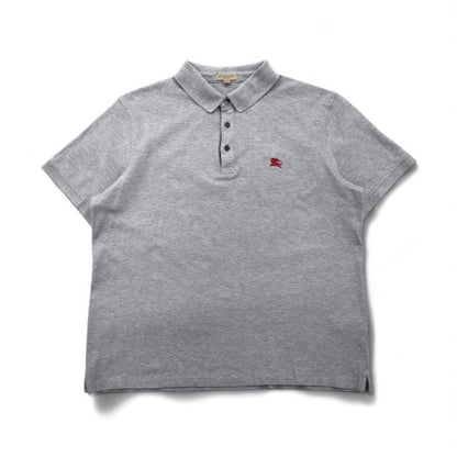 BURBERRY BRIT 現行タグ ポロシャツ 2XL グレー コットン 鹿の子 ワンポイントロゴ刺繍