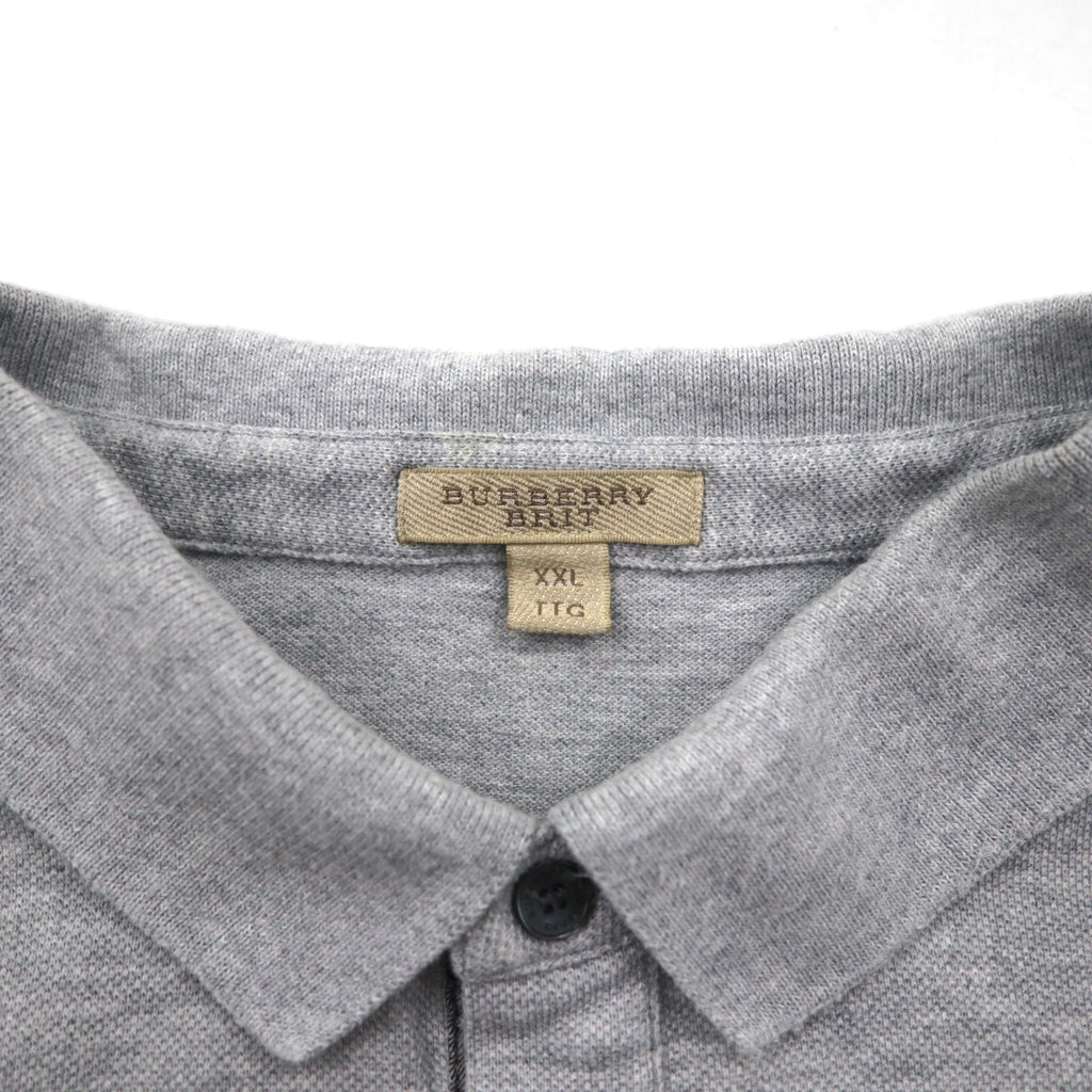 BURBERRY BRIT Current Tag Polo Shirt, Size 2XL, Gray Cotton, Pique, Single Logo Embroidery