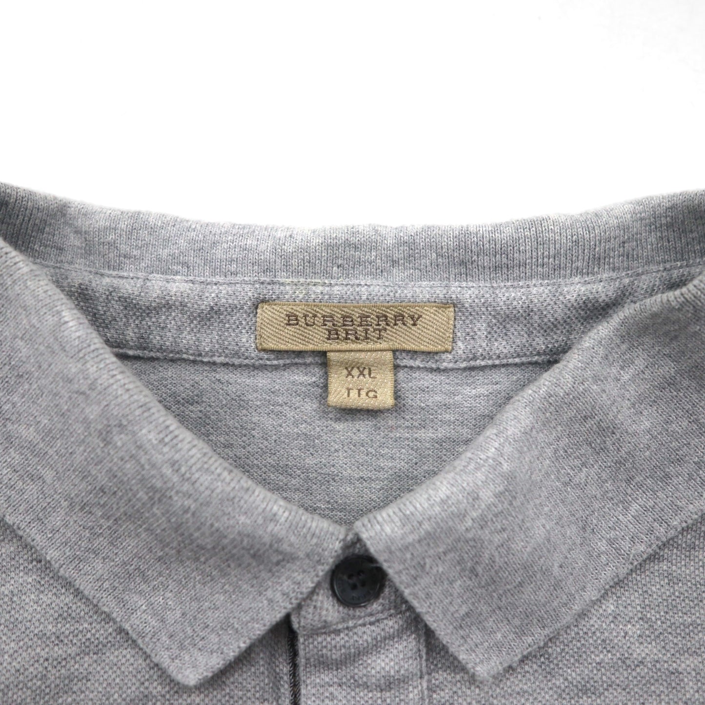 BURBERRY BRIT 現行タグ ポロシャツ 2XL グレー コットン 鹿の子 ワンポイントロゴ刺繍
