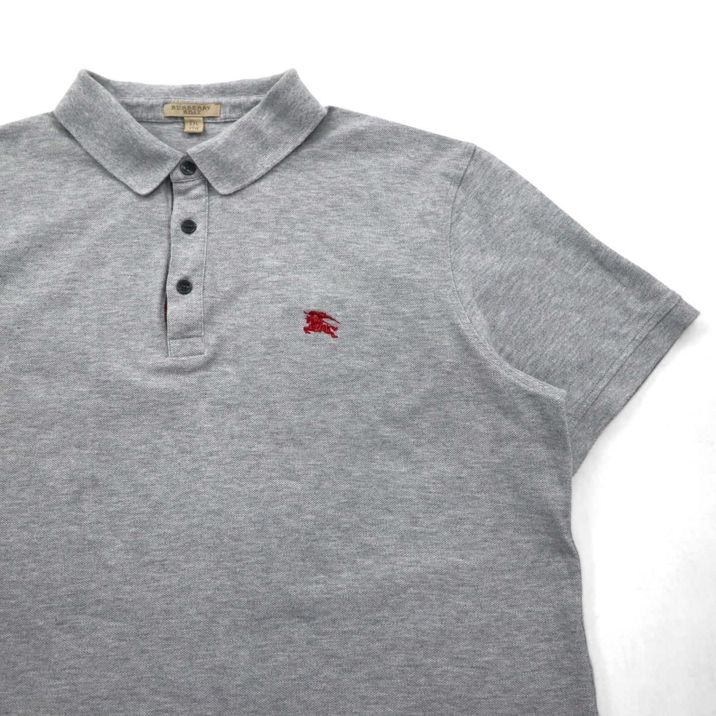 BURBERRY BRIT 現行タグ ポロシャツ 2XL グレー コットン 鹿の子 ワンポイントロゴ刺繍