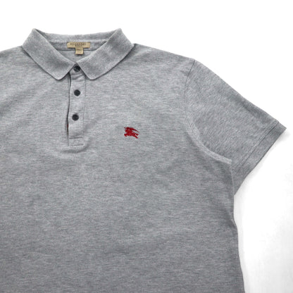 BURBERRY BRIT 現行タグ ポロシャツ 2XL グレー コットン 鹿の子 ワンポイントロゴ刺繍