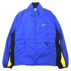 日本然リトテ-古着オンライン-NIKE 90年代 アノラックジャケット ハーフジップ ナイロンジャケット M ブルー ポリエステル メッシュ切り替え 銀タグ スウォッシュロゴ刺繍-Nike 90's Anorak Jacket Half Zip Windbreaker M Blue Polyester Mesh Switch Silver Tags Wash Logo Embroidery