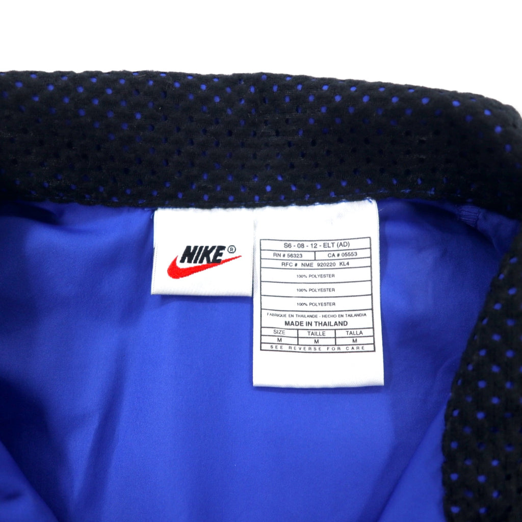 NIKE 90年代 アノラックジャケット ハーフジップ ナイロンジャケット M ブルー ポリエステル メッシュ切り替え 銀タグ スウォッシュロゴ刺繍
