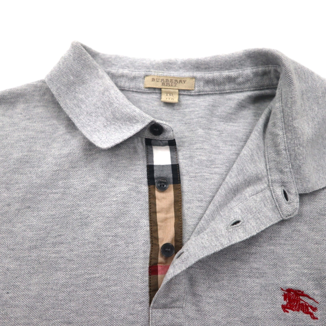 BURBERRY BRIT Current Tag Polo Shirt, Size 2XL, Gray Cotton, Pique, Single Logo Embroidery