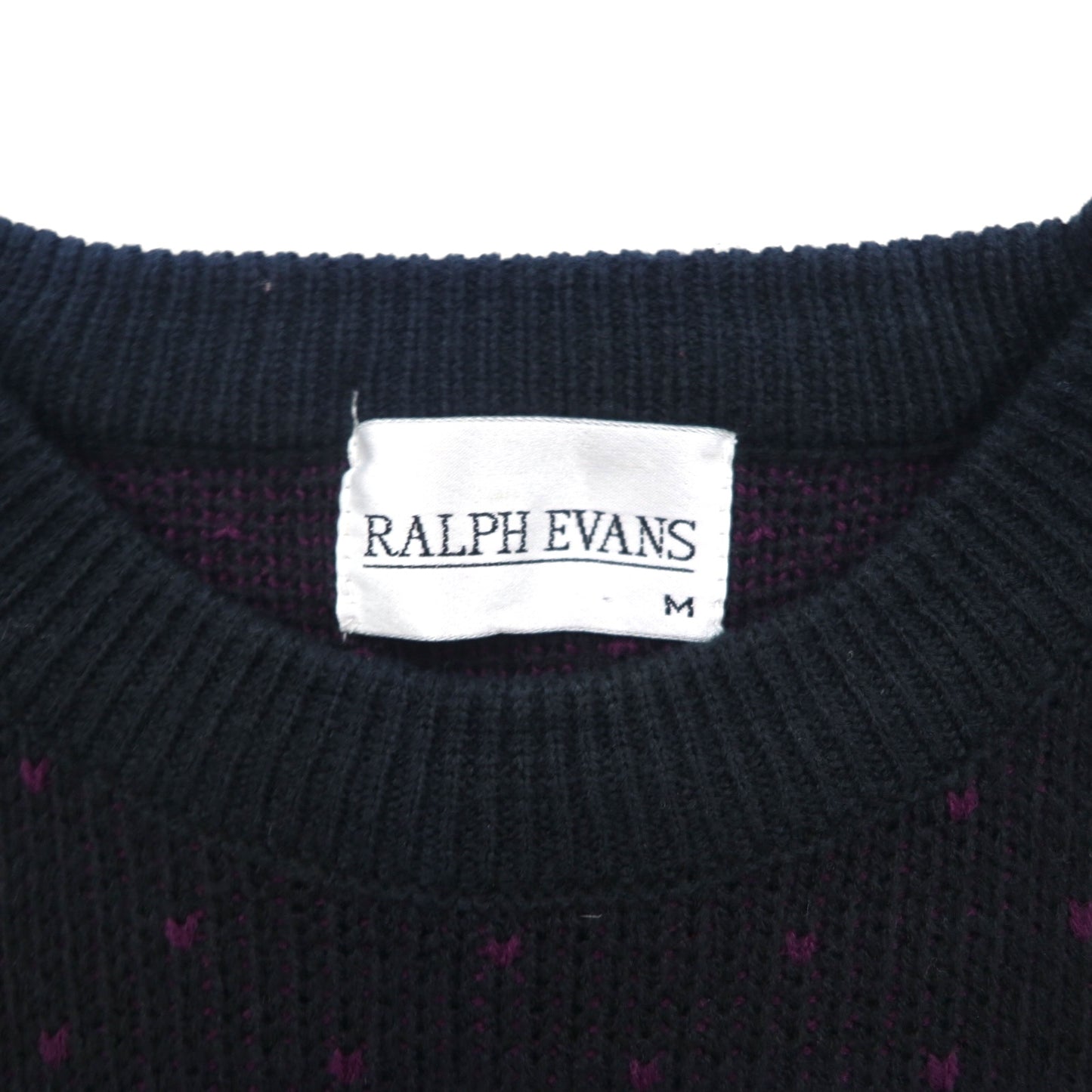 90s Vintage Jacquard Knit 90年代 バンダナ 総柄 ニット セーター M ブラック RALPH EVANS 未使用品