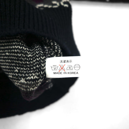90s Vintage Jacquard Knit 90年代 バンダナ 総柄 ニット セーター M ブラック RALPH EVANS 未使用品