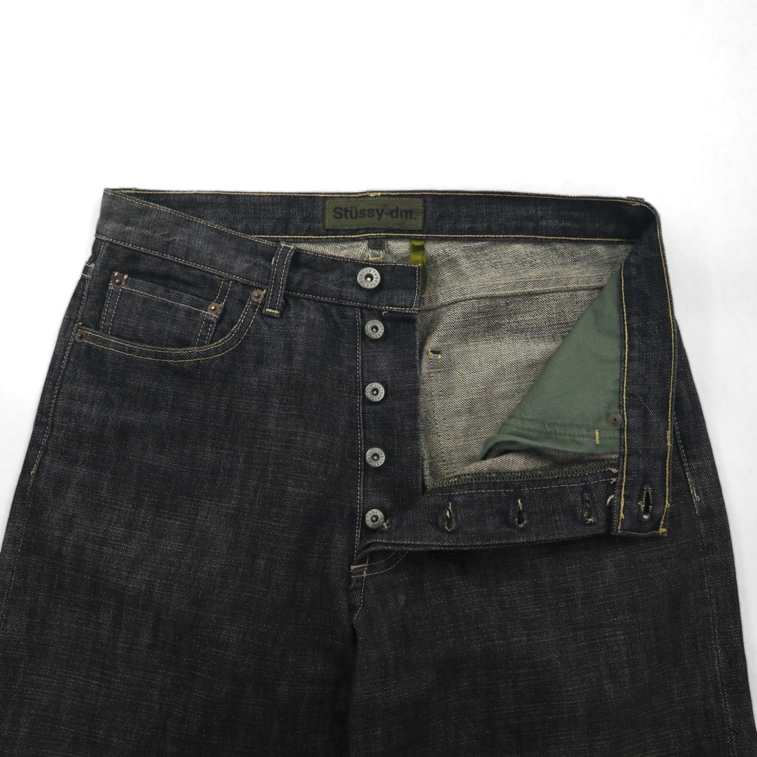 Stussy -dm 90s Made in USA Old Stussy Straight Denim Pants, Size M, Gray, Cotton