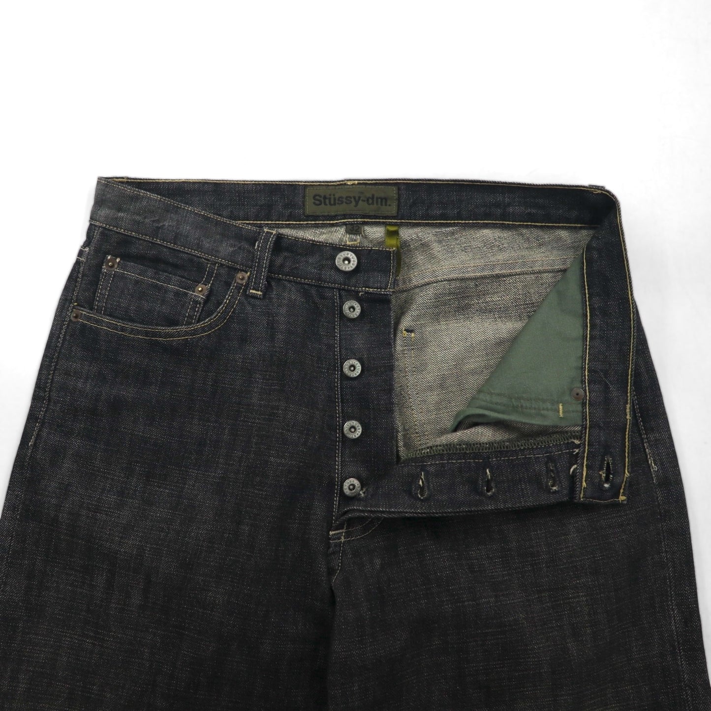 Stussy -dm 90s Made in USA Old Stussy Straight Denim Pants, Size M, Gray, Cotton