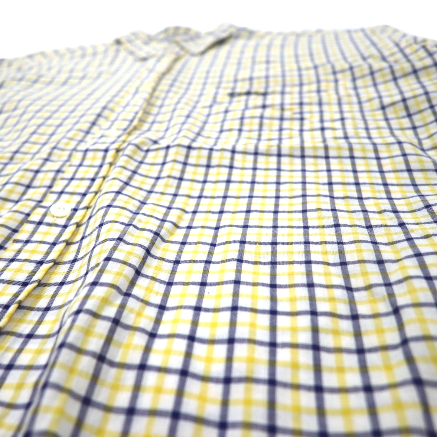 stussy 90年代 ビッグサイズ 半袖  ボタンダウンシャツ S イエロー チェック コットン 紺タグ