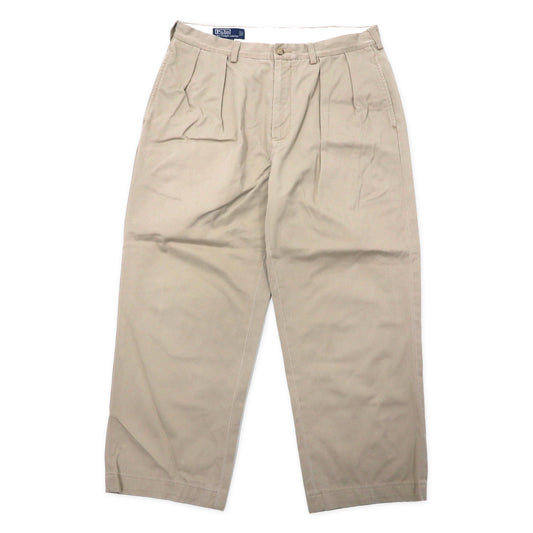 日本然リトテ-古着オンライン-Polo by Ralph Lauren 2タック ワイド チノパンツ 34 ベージュ コットン CLASSIC POLO CHINO-POLO BY RALPH LAUREN 2 TUCK Wide Chino Pants 34 Beige Cotton Classic Polo Chino