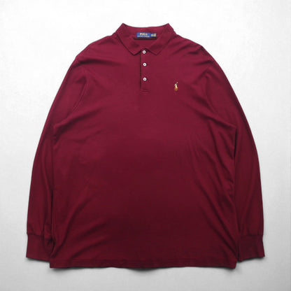 Polo Ralph Lauren Long Sleeve Rugby Polo Shirt, Size 2XL, Bordeaux with Small Pony Embroidery